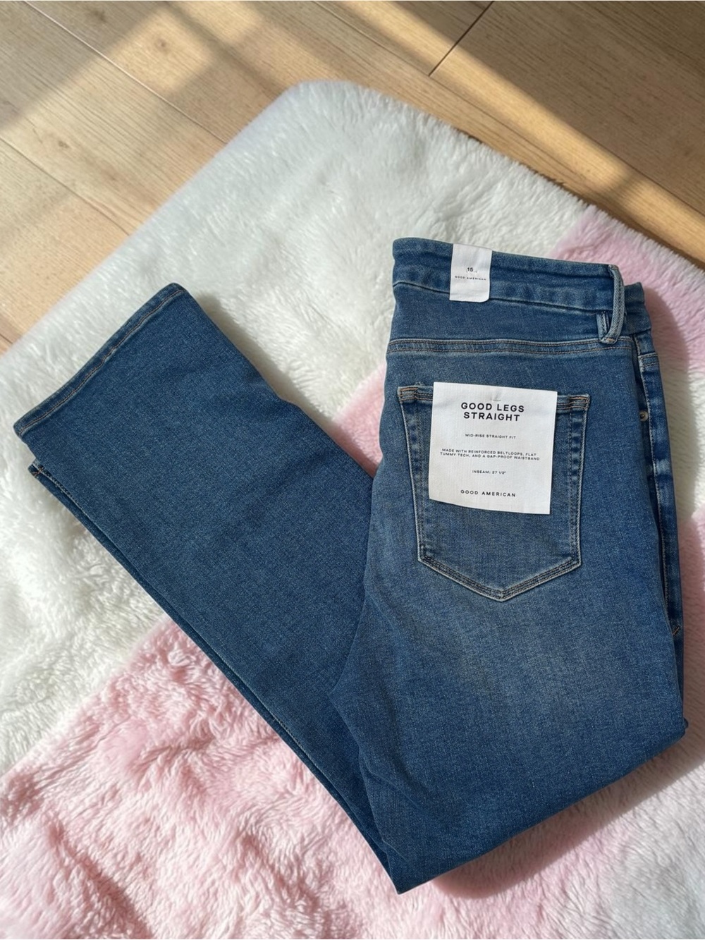 Size 15 Good American Straight Leg Jeans in Deep Blue Denim NWT
